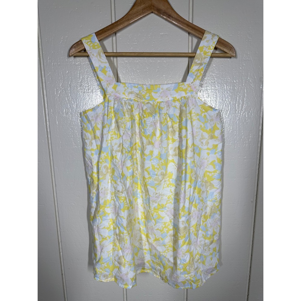 The Nines by Hatch Tank Top Women XS Yellow Floral Sleeveless Maternity Blouse